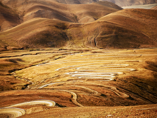 Winding Roads of Friendship Highway En Route to Mount Everest in Tibet and Nepal