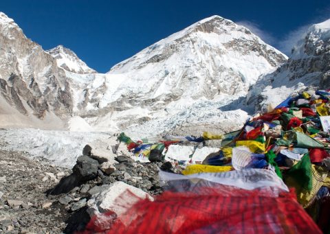 Everest base camp, khumbu glacier and prayer flags - Nepal, Day Luxury Ebc Heli Trek