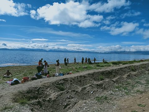 Getting Ready for Holy Bath, Day Kailash Mansarovar Overland Yatra Via Kodari Border Visa From Nepal