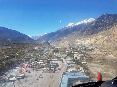 Flying above Jomsom, Hrs Muktinath Tilicho Lake Helicopter Tour From Kathmandu