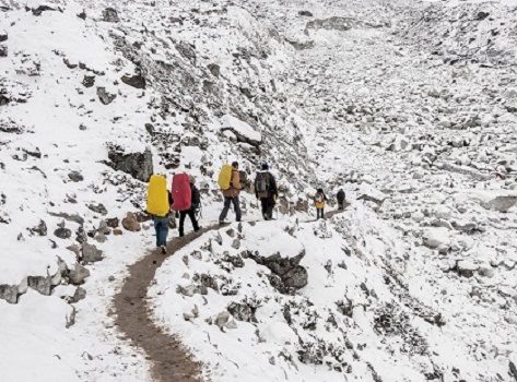 Everest Base Camp In Snowstorm - Nepal Himalayas, Ama Dablam