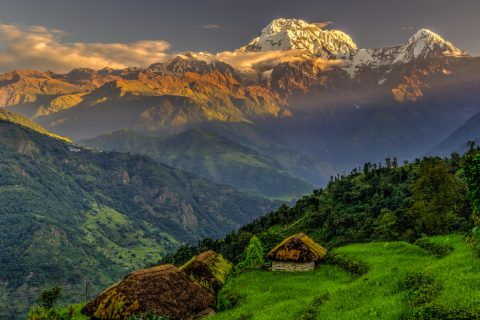 Annapurna South in the morning, Himalayas, Nepal, Annapurna Base Camp 14 Days