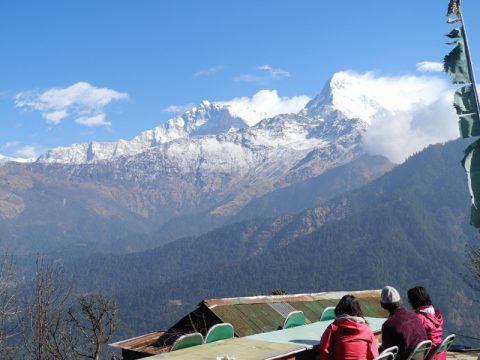 Tourist Viewing Annapurna, Annapurna Conservation Area