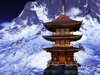 Sun Temple Shrine In Himalayas, Annapurna I