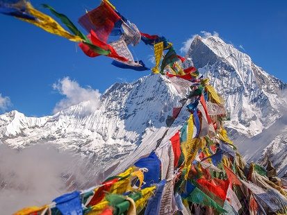 Annapurna Base Camp Tibetan Flags - Nepal, Annapurna South