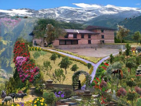 Painting of Lamjung Durbar at Gaunshahar, Besisahar