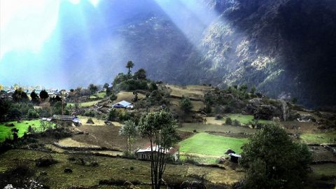 View Chaurikharka Village In Nepal Himalayas, Chaurikharka