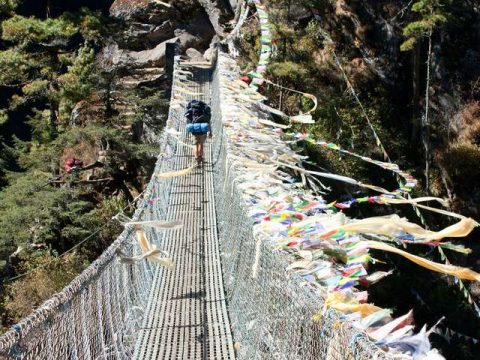 Hanging Footbridge Along The Trek, Classic Everest Basecamp Trek 25 Days