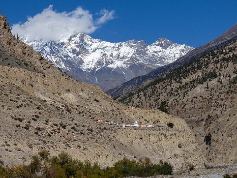 Syang - Nepal With Mt. Dhaulagiri Backdrop, Dhaulagiri