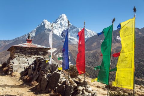 Mount Ama Dablam and Prayer Flags, Everest Base Camp & Ama Dablam Base Camp Trek - 15 Days