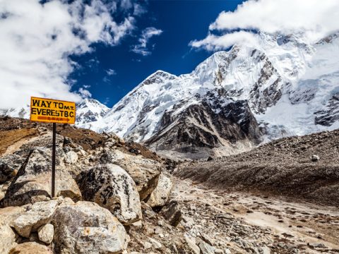 Mount Everest Base Camp signpost in Himalayas, Nepal, Everest Base Camp & Gokyo Lakes 17 Days