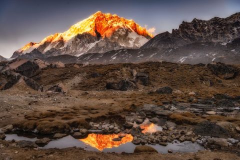 Lobuche Mountains at sunset, Everest Base Camp Luxury Trek