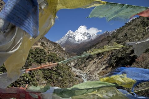Beautiful mountain view of Everest Region, Sagarmatha National Park, Himalayas, Nepal, Everest Base Camp Trek 12 Days