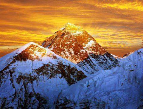 Evening Colored View of Everest from Kala Pathar, Everest Base Camp Trek from Jiri
