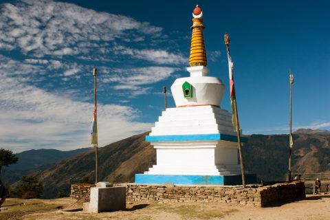 Stupa on taxindu la pass near ringmu, Everest Base Camp Trek from Jiri