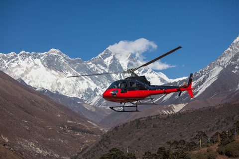 Helicopter with Everest in background, Everest Heli Tour from Lukla