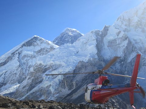 Landing at Kala Patthar, Everest Heli Tour from Lukla