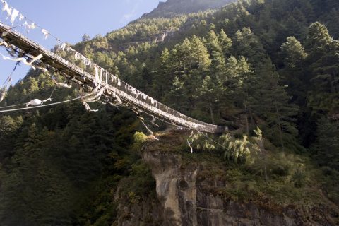 Suspension Bridge - Dudh Koshi River between Jorsale and Namche Bazar, Everest View 7 Day Trek