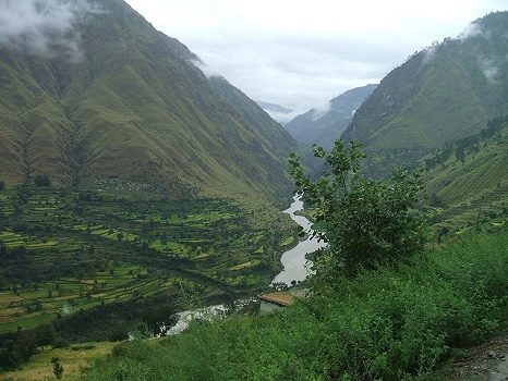 Karnali River Cutting Across Nepal Mountainous Landscape, Ghaghara River