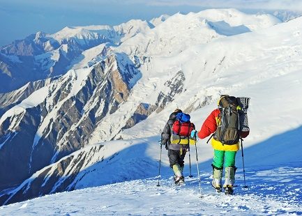 Hikers - Nepal Himalayas, Khumbu Glacier