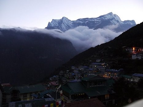 Kongde Ri Peak From Namche At Sunset - Nepal Himalayas, Kongde Ri