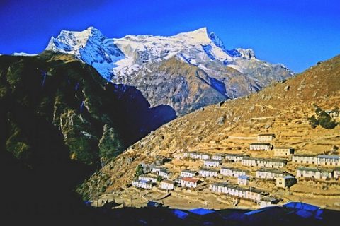 Namche Bazar With Kongde Ri Backdrop - Himalayas Nepal, Kongde Ri