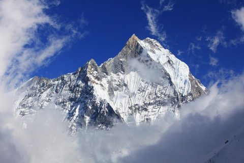 Machapuchare Obscured By Clouds - Annapurna Nepal, Machapuchare