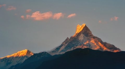 Sunset Over Machapuchare & Fishtail - Nepal Annapurna, Machapuchare