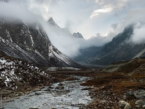 River In Canyon At Machermo Village - Nepal Himalayas, Machermo