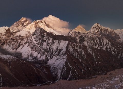 Sunset Over Everest-Nuptse & Makalu - Nepal Himalayas, Makalu Barun National Park