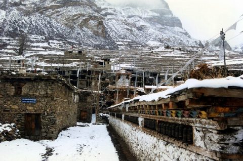Manang Village Lane View - Nepal Himalayas, Manang