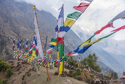 Prayer Flags Along Manaslu Circuit Trek - Nepal Himalayas, Manaslu