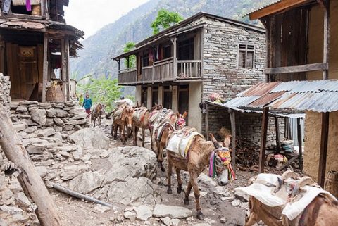 Village Along Manaslu Circuit - Nepal Himalayas, Manaslu