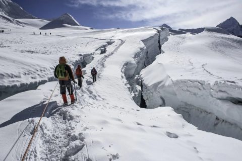 Roped Team Glacier Crevasse