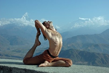 Yoga In Himalayas - Machapuchare  Backdrop - Nepal, Mount Everest