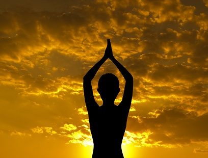 Yoga Posture In Nepal Himalayas, Mount Everest