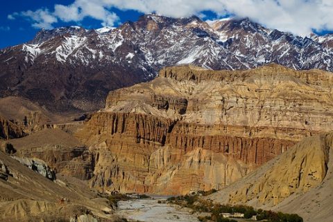 Chhusang Cliffs & Narshing Khola River From Tetang - Mustang Annapurna, Mustang