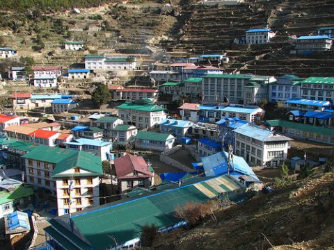 Nepal - Sagarmatha Trek - View Namche, Namche Bazaar