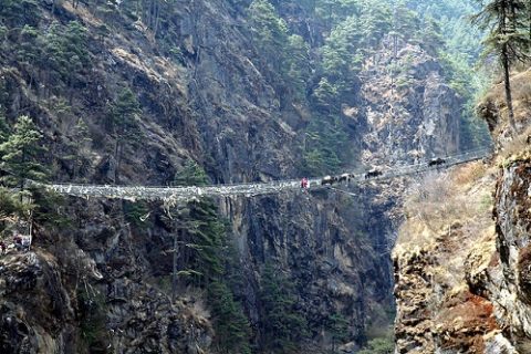 View Suspension Bridge Near Namche Bazaar - Nepal, Namche Bazaar