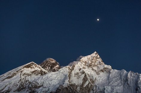 Mount Everest & Nuptse In Moonlight From Kala Patthar, Nuptse