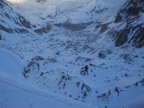 Snow Covered Annapurna Glacier, South Annapurna Glacier