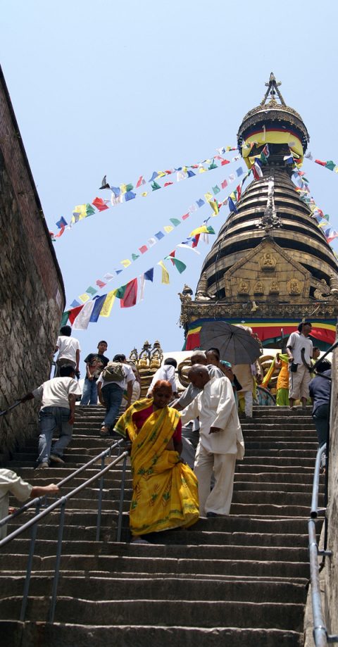 Pilgrims Descending the 365 Steps, Swayambhunath