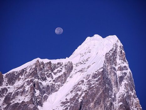 Moon Over Taboche Peak - Nepal Himalayas, Taboche