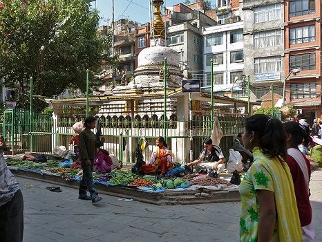 Vegetable Vendors Outside Thamel Stupa - Nepal Kathmandu, Thamel