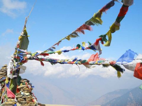 Prayer Flags Deurali Pass, Trail Ghorepani to Tadapani