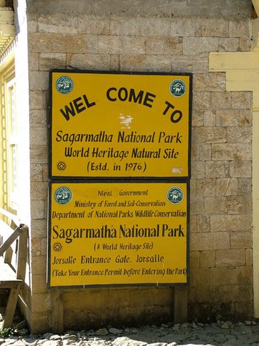 Entrance Going to Sagarmatha National Park, Trail Phakding to Namache