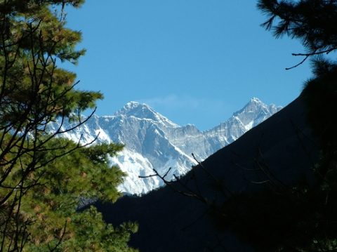 First Everest View on the Trail, Trail Phakding to Namache
