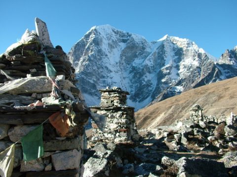 Sherpa and Climbers Cemetery on the Way to Mt Everest Base Camp, Trail Pheriche to Lobuche