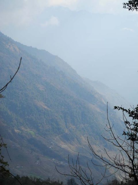 Trail to Chhomrong, Trail Tadapani to Chhomrong