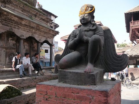 Garuda Statue in Front of Temple, Trailokya Mohan Narayan Temple